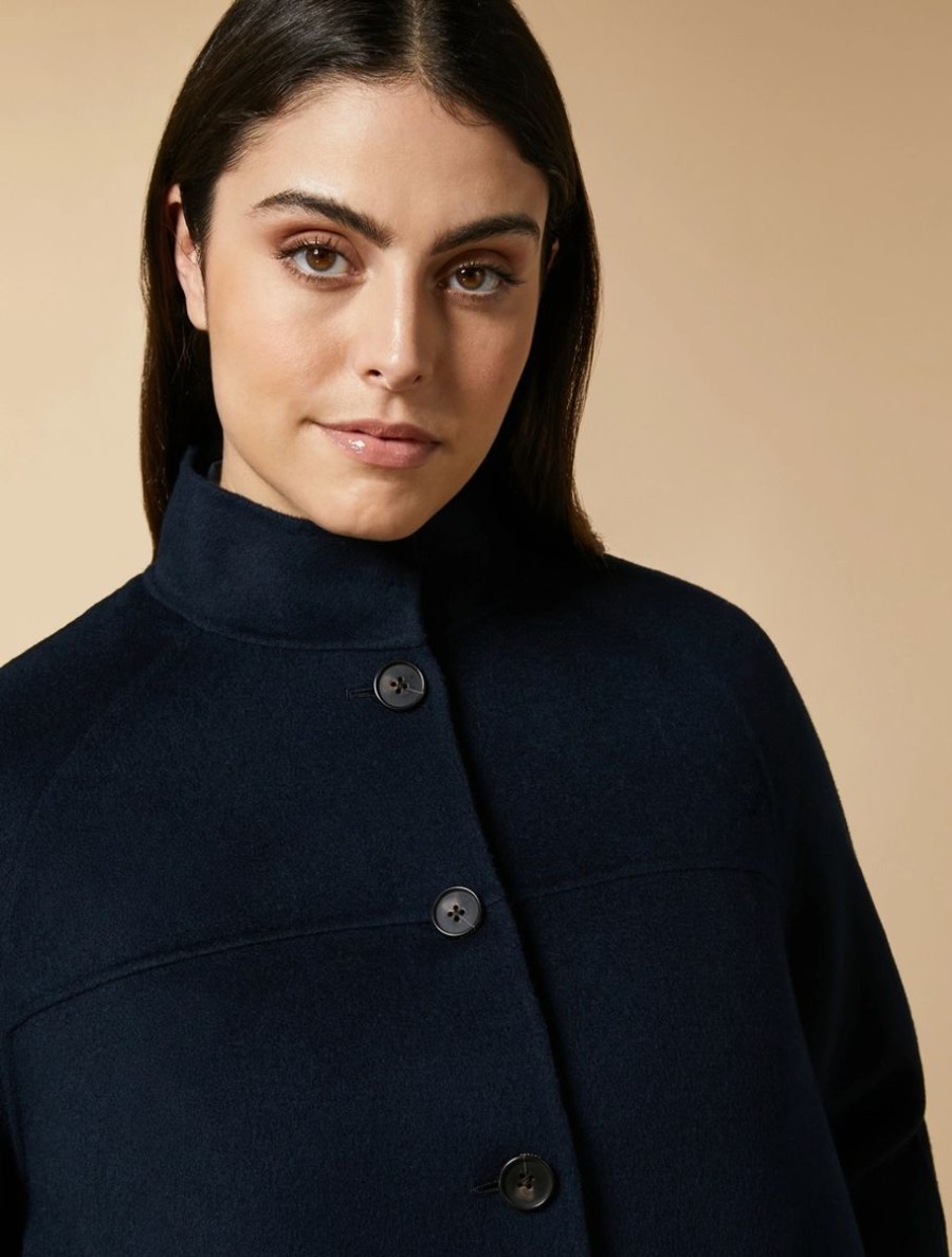 Double-Faced Wool And Cashmere Coat Dark Navy Clearance