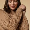 Cable-Knit Wool-Blend Sweater Camel Hot