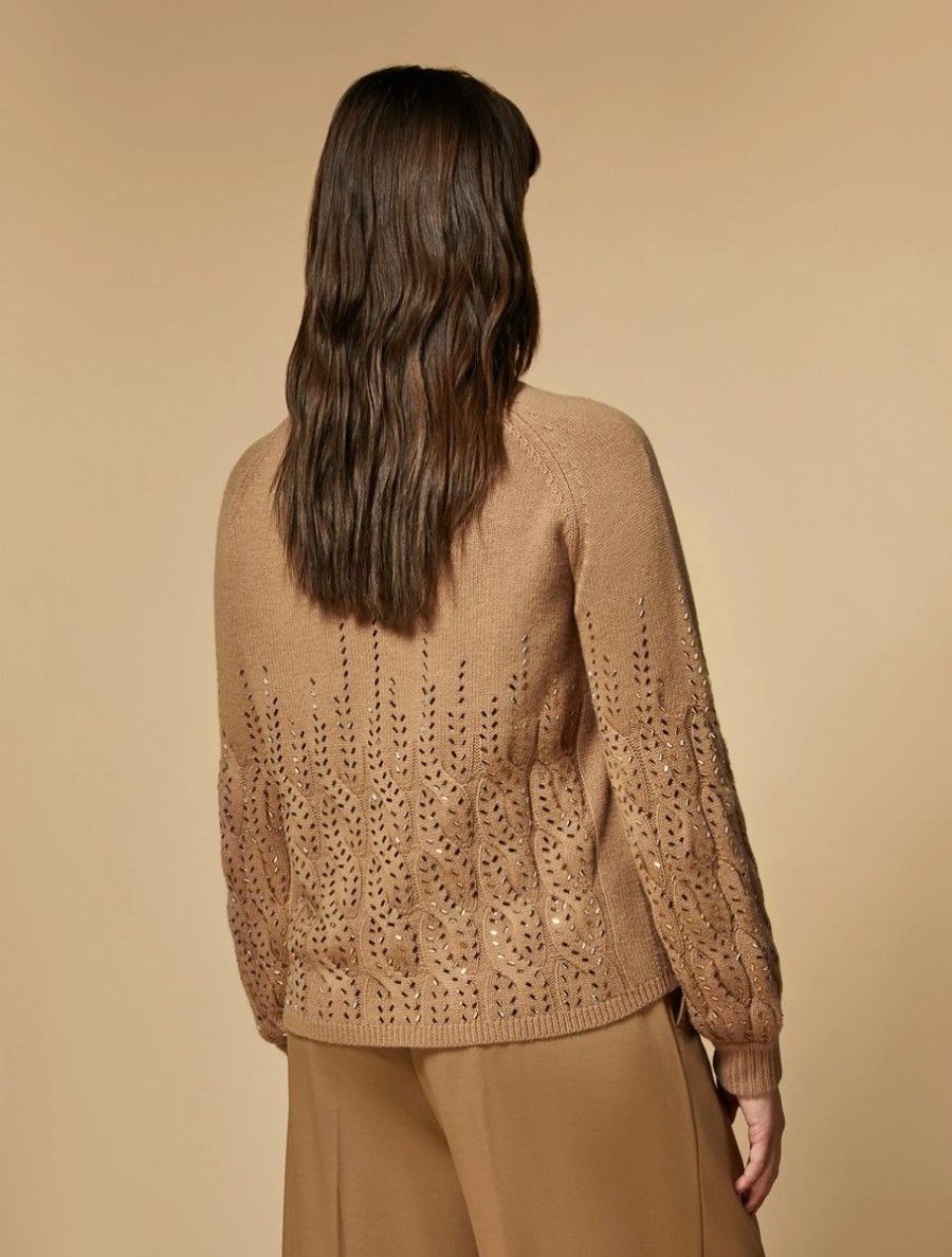 Cable-Knit Wool-Blend Sweater Camel Hot