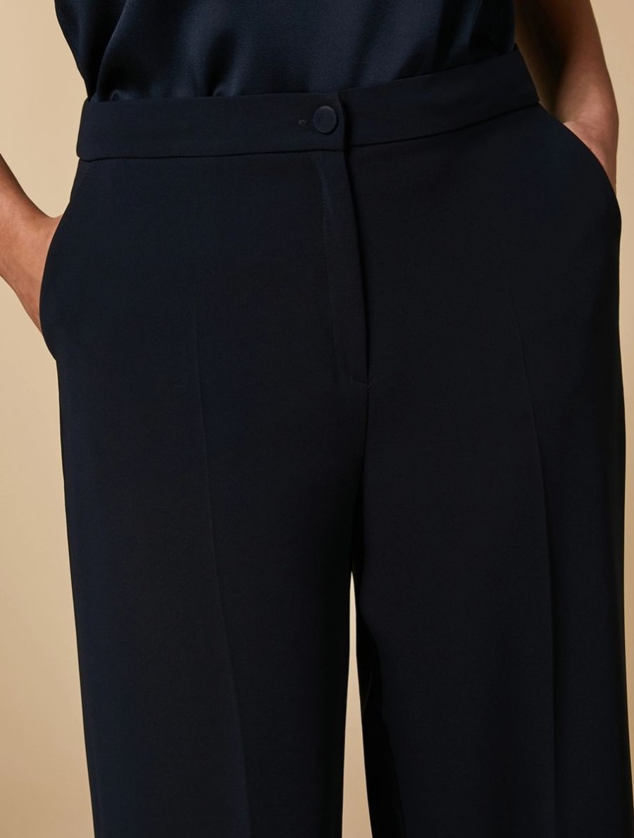 Straight-Fit Triacetate Trousers Dark Navy Online