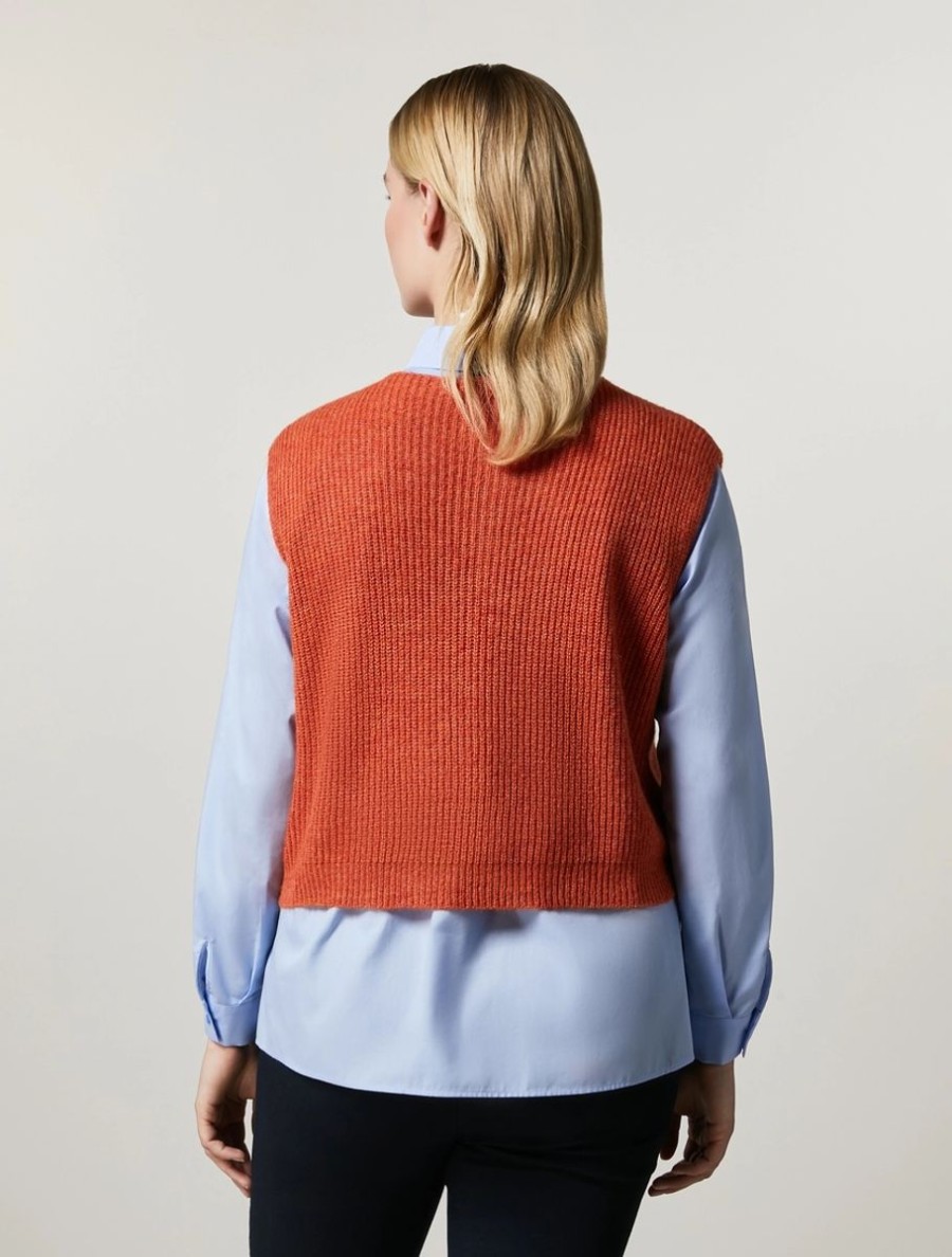 Knitted Mini Gilet Rust Best