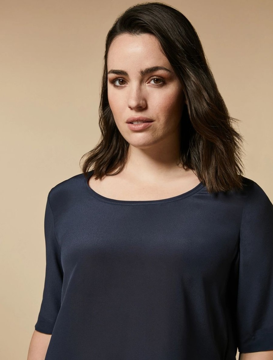 Silk Crepe De Chine Blouse Dark Navy Best