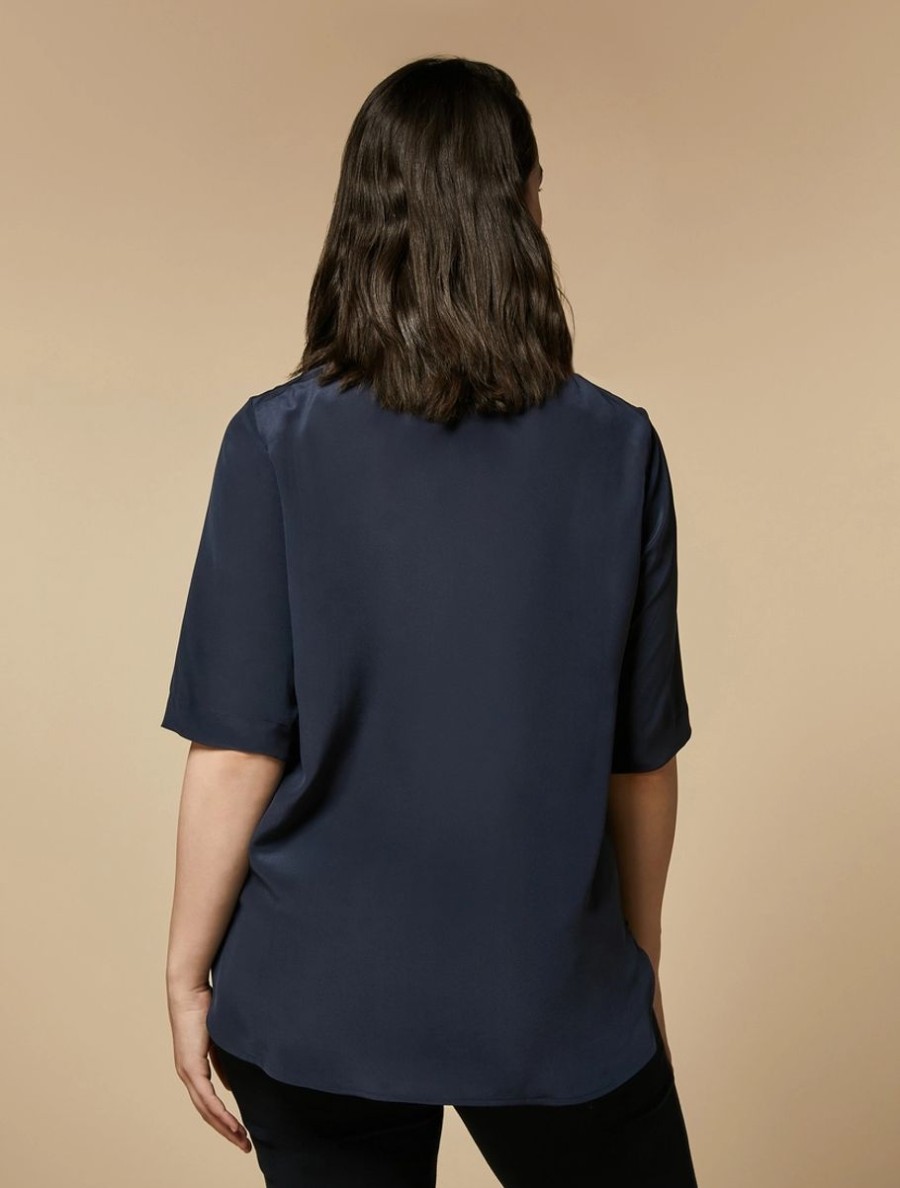 Silk Crepe De Chine Blouse Dark Navy Best