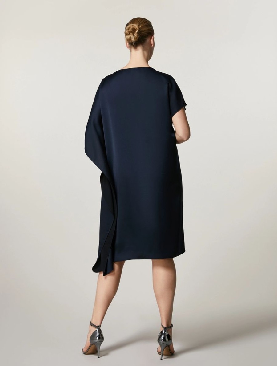 Crepe Envers Satin Dress Dark Navy New