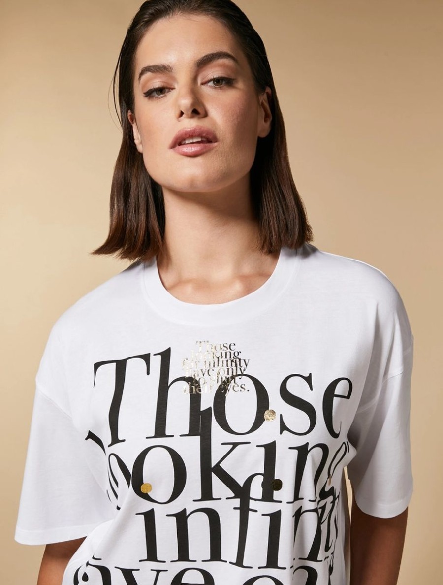 Print-Adorned Jersey T-Shirt White Best