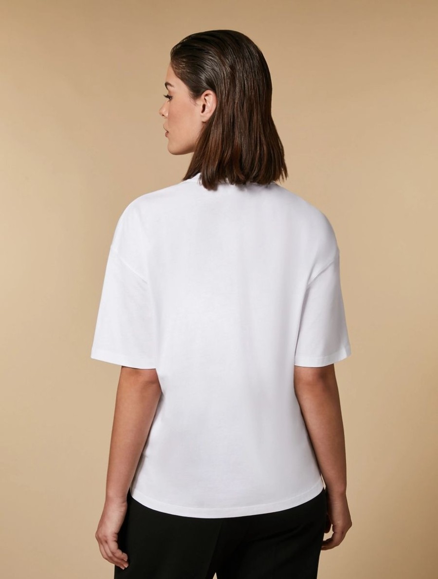 Print-Adorned Jersey T-Shirt White Best