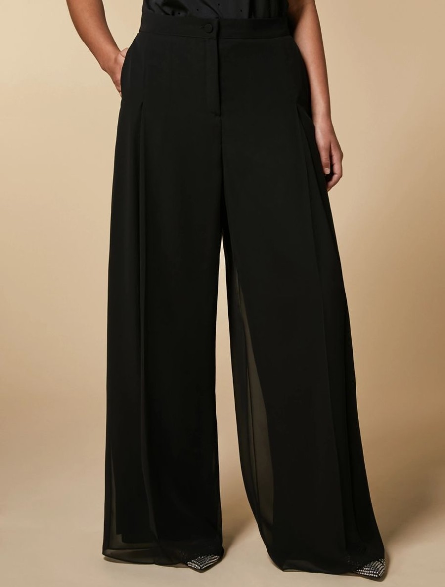 Crepe Georgette Trousers Black Hot