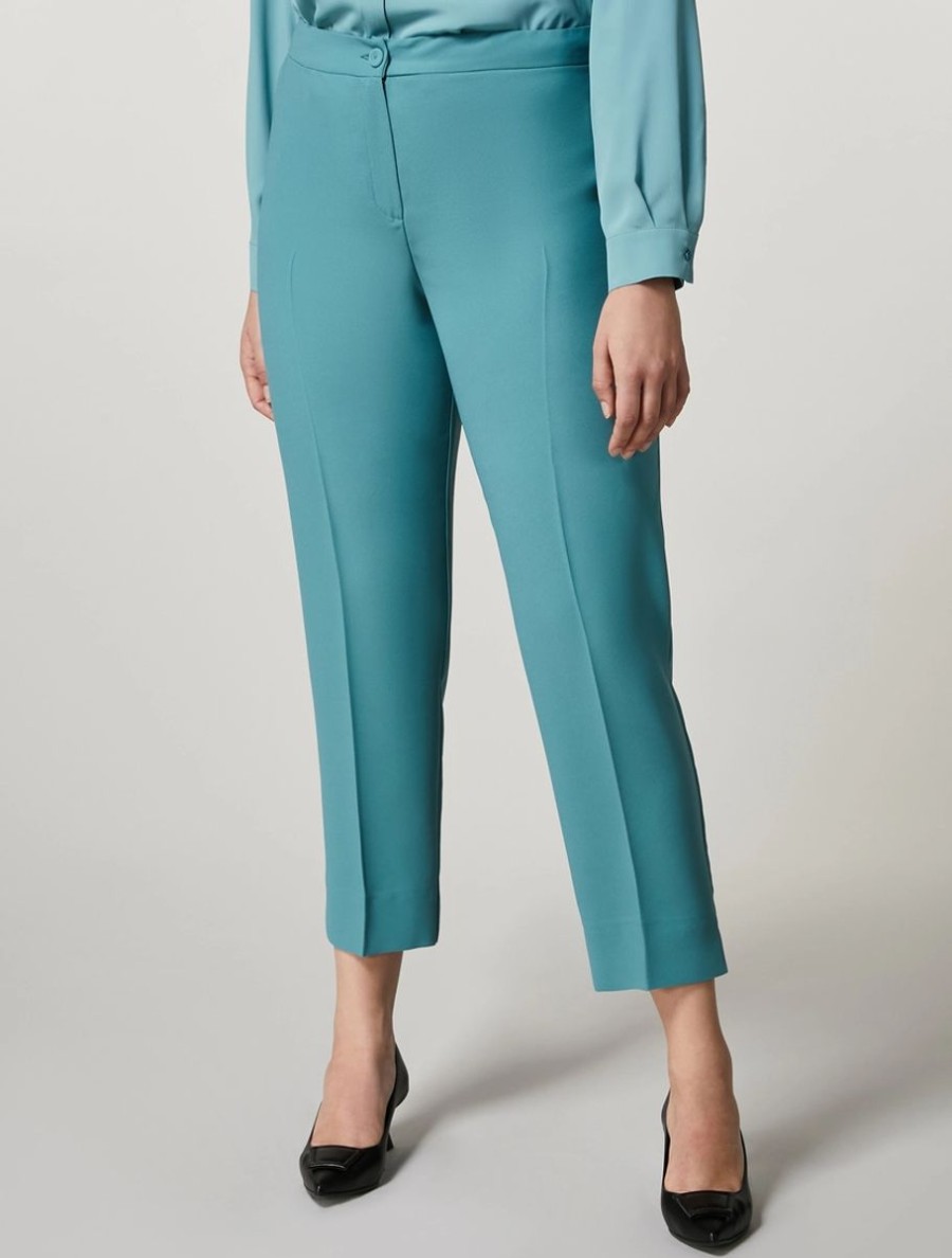 Crepe Envers Satin Trousers Ski Blue New