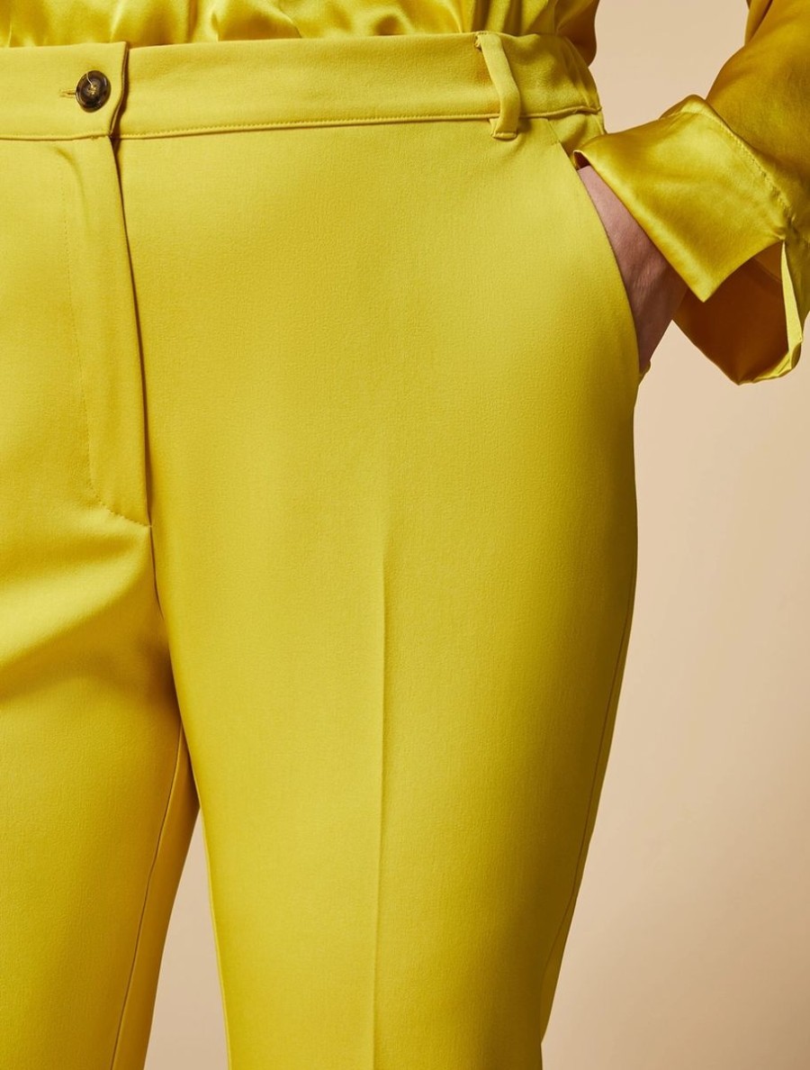 Fluid Gabardine Trousers Yellow Online