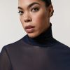 Tulle Polo-Neck Sweater Dark Navy Clearance