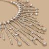 Chandelier Necklace With Rhinestones Silver New