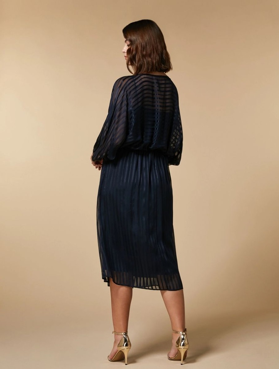 Silk Pekin Crepon Dress Dark Navy Wholesale