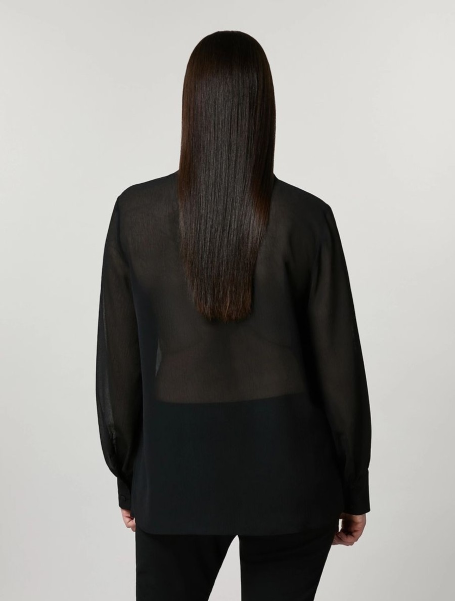 Pleated Georgette Shirt Black Online