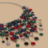 Multicoloured Rhinestone Necklace White Clearance