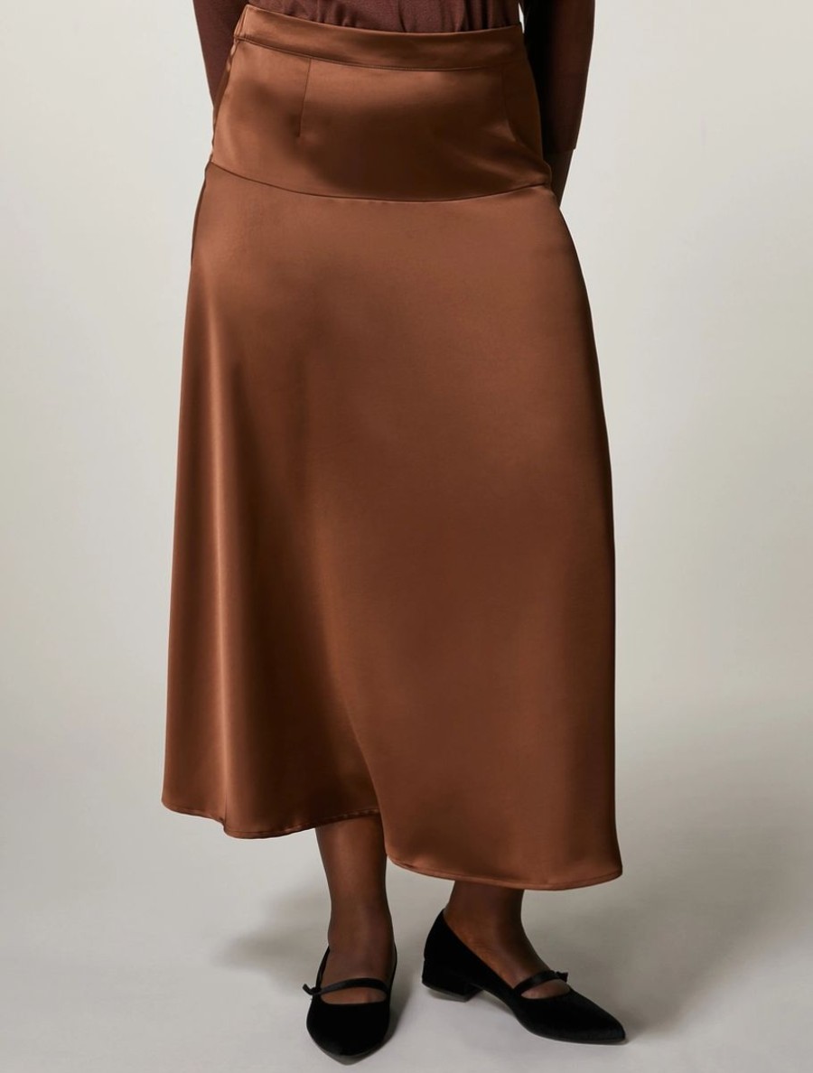 Satin Skirt Brown Wholesale