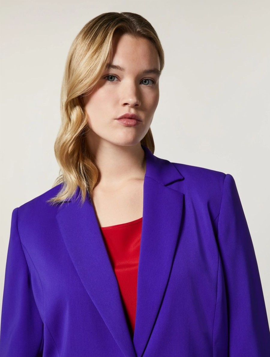 Fluid Stretch Fabric Blazer Purple Hot