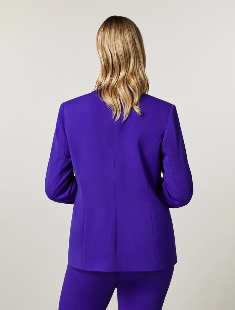 Fluid Stretch Fabric Blazer Purple Hot