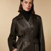 Nappa Leather Duster Coat Dark Brown Hot