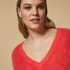 Soft-Textu Yarn Sweater Red Hot