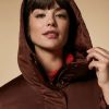 Padded Jacket In Duchess Satin Rust Clearance