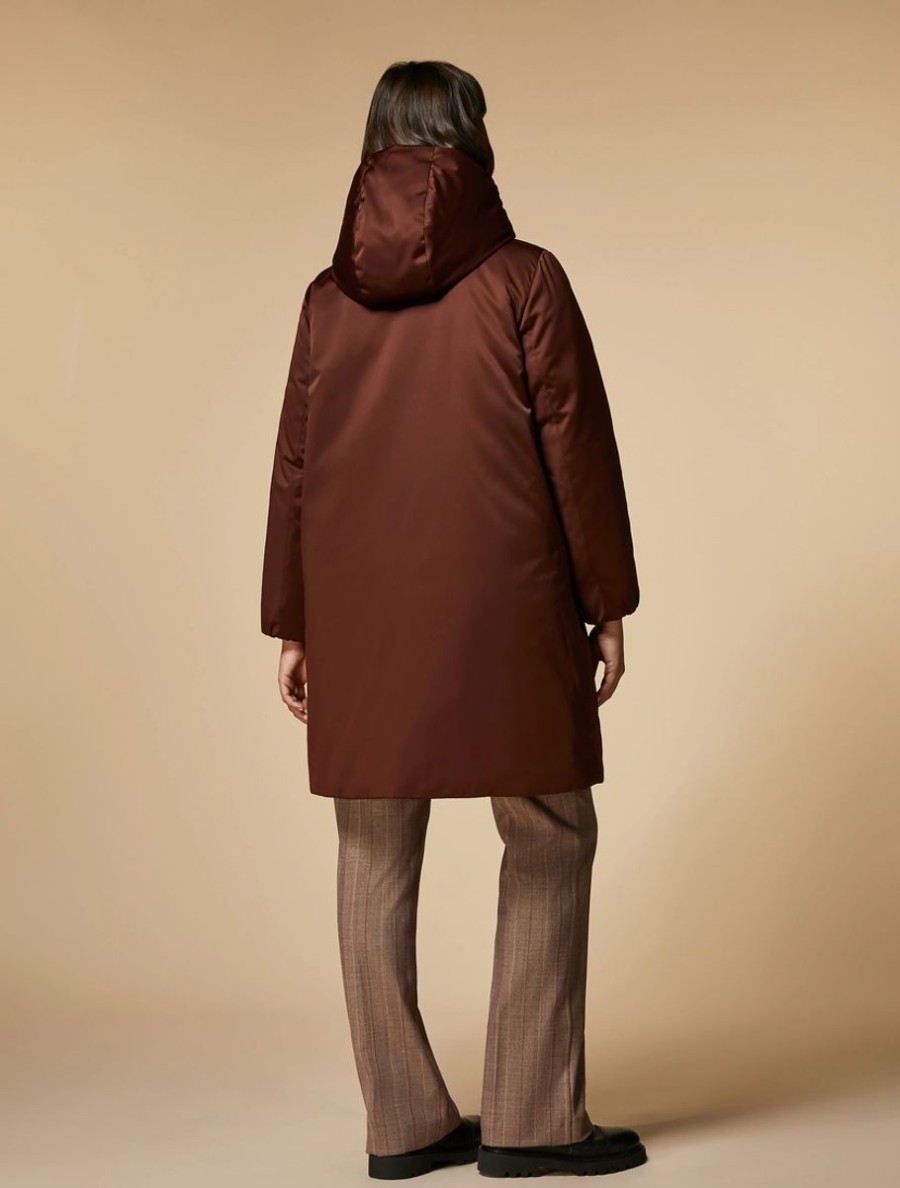 Padded Jacket In Duchess Satin Rust Clearance