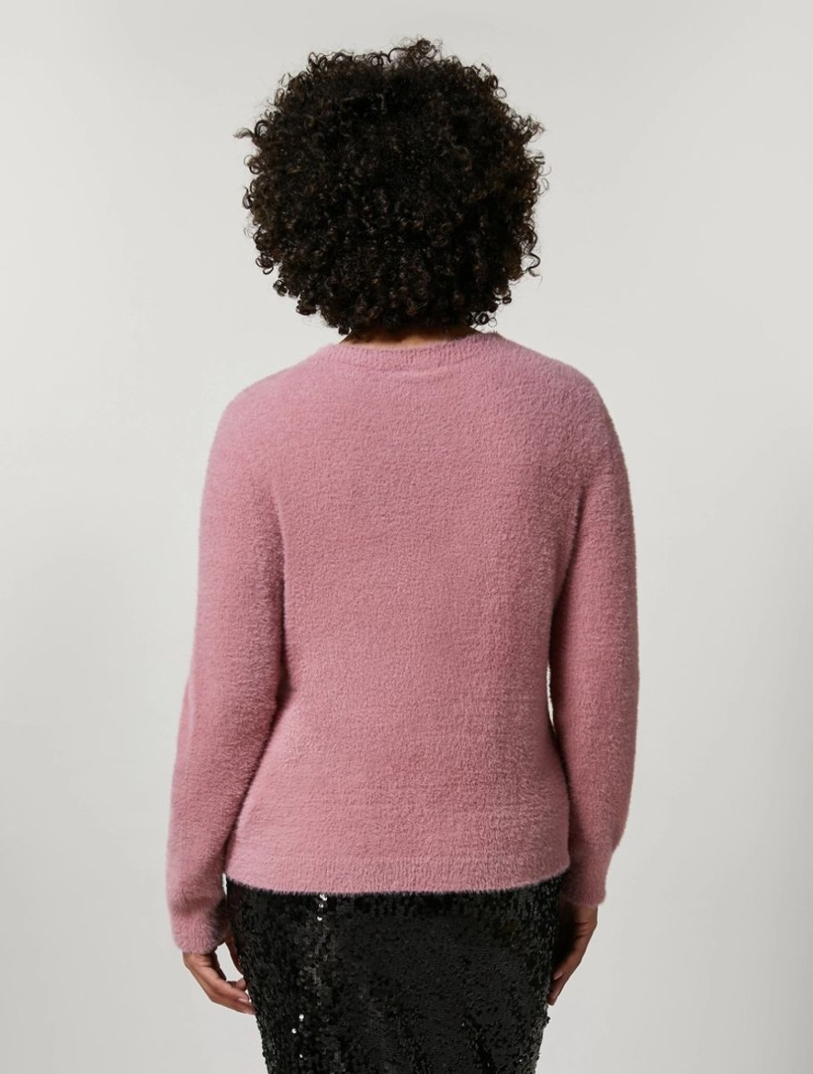 Fur-Look Yarn Sweater Pink Hot