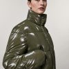 Glossy Fabric Jacket Dark Green Clearance