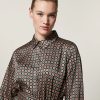 Patterned Twill Shirt Dress Camel Wholesale