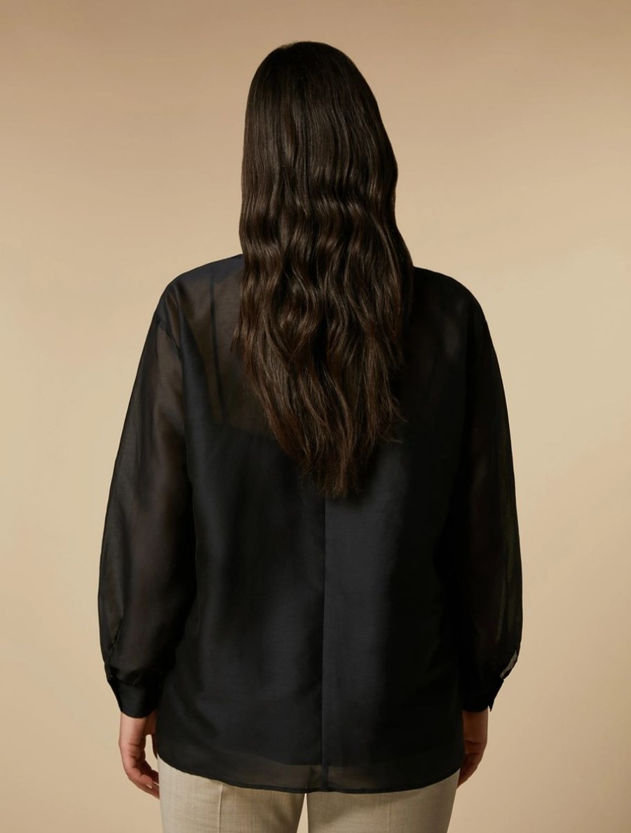 Silk-Blend Voile Shirt Black Clearance