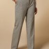 Chequer-Patterned Trousers Dark Beige Online