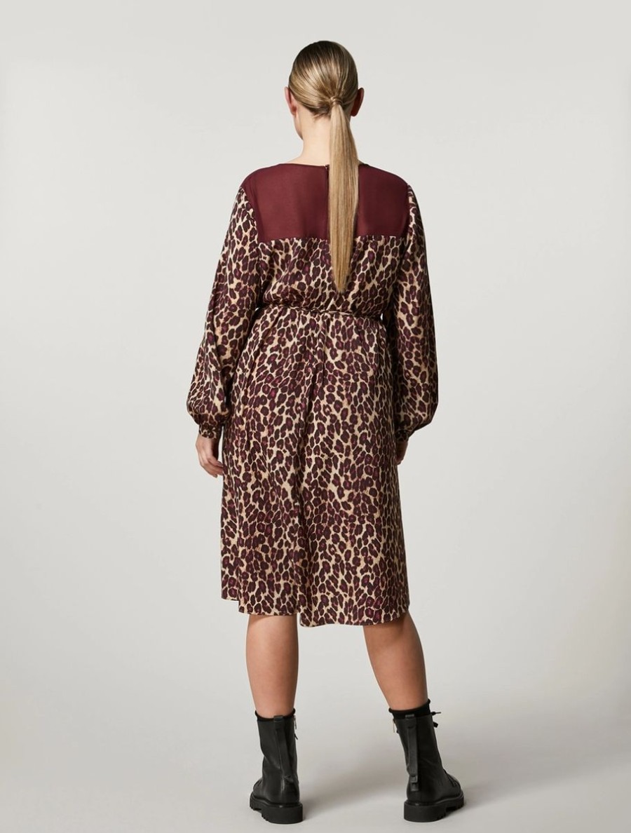 Crepe De Chine And Georgette Dress Camel Hot