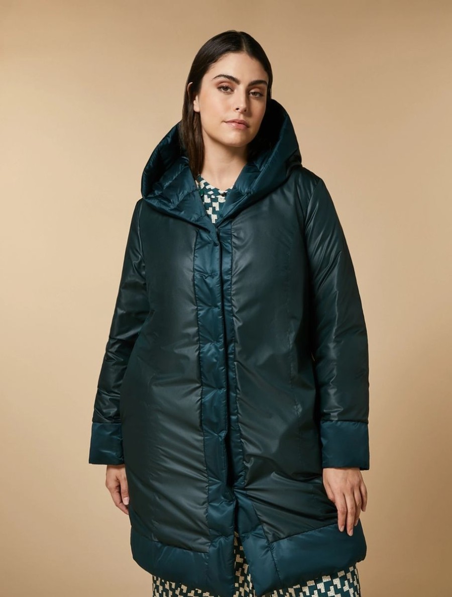 Technical Satin Down Jacket Dark Green Online