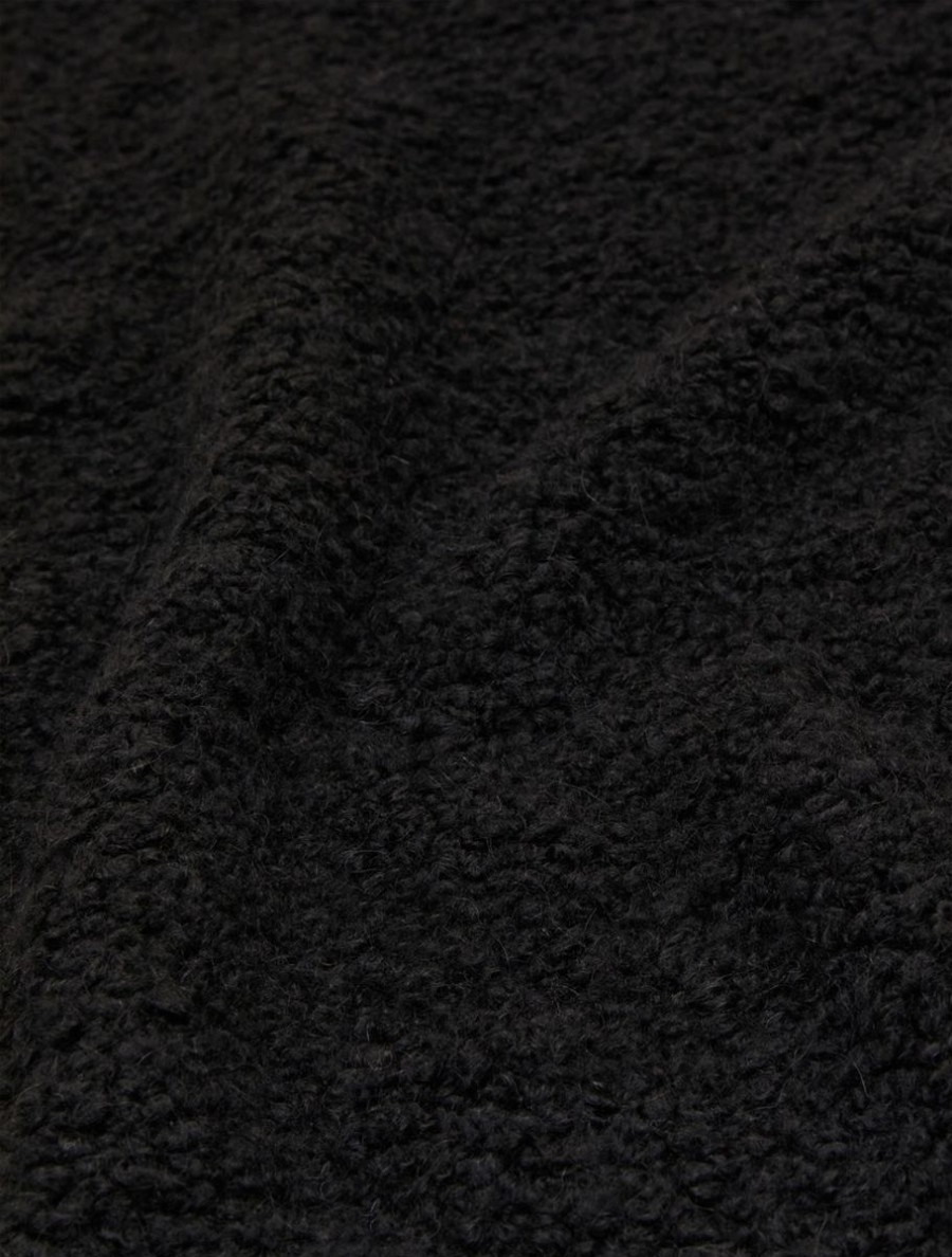 Wool-Blend Boucle Scarf Black New