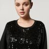 Jersey Sweatshirt With Sequins Black New