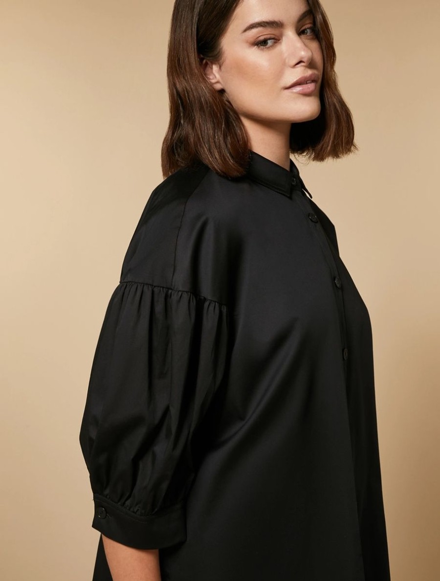 Cotton Sateen Shirt Black New