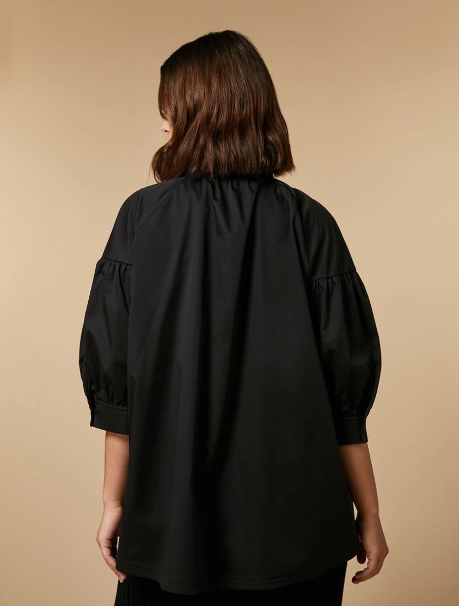 Cotton Sateen Shirt Black New