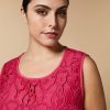 Lace And Crepe Top Fuchsia Best