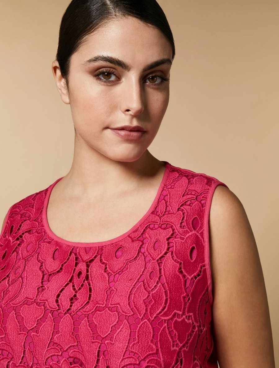 Lace And Crepe Top Fuchsia Best