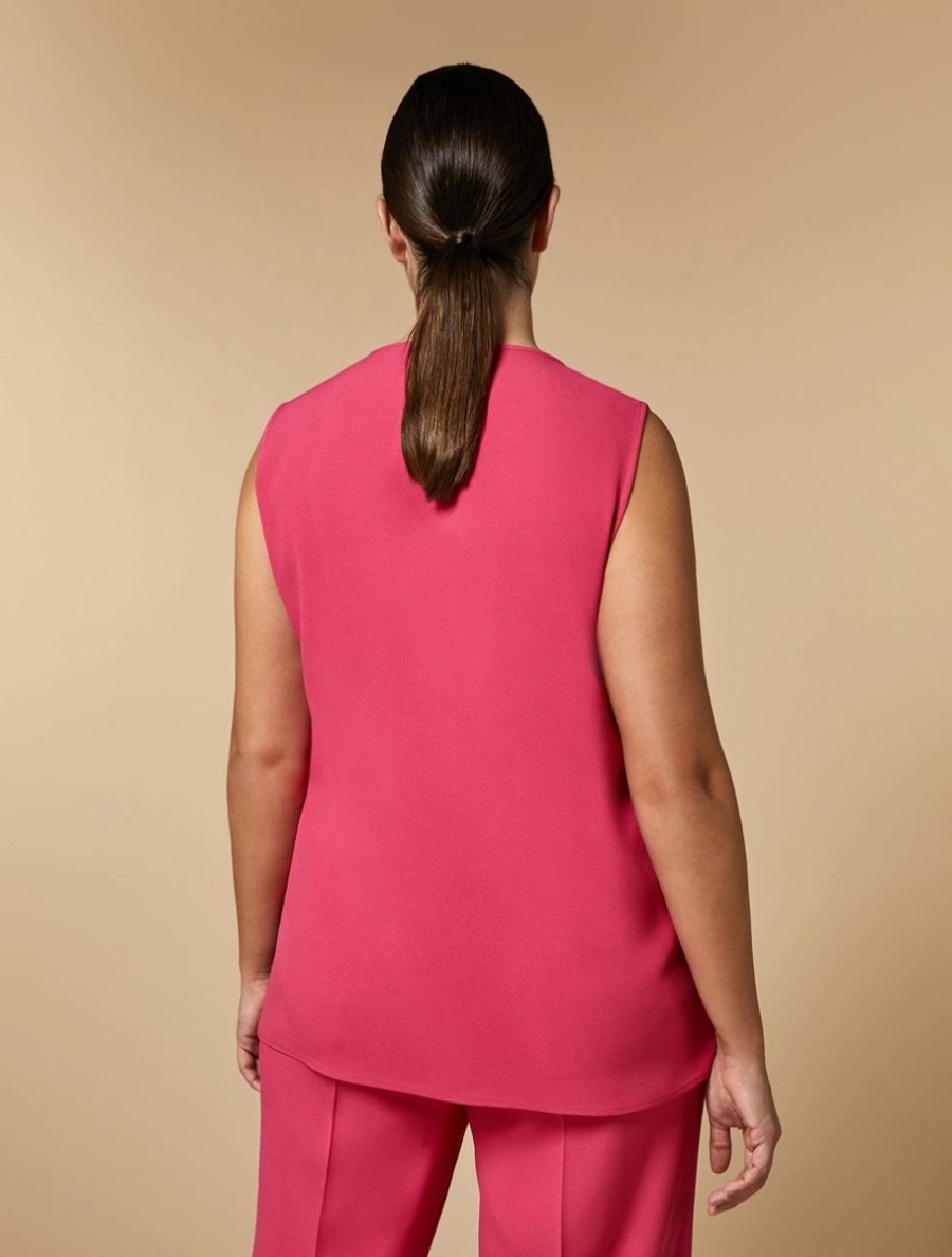 Lace And Crepe Top Fuchsia Best