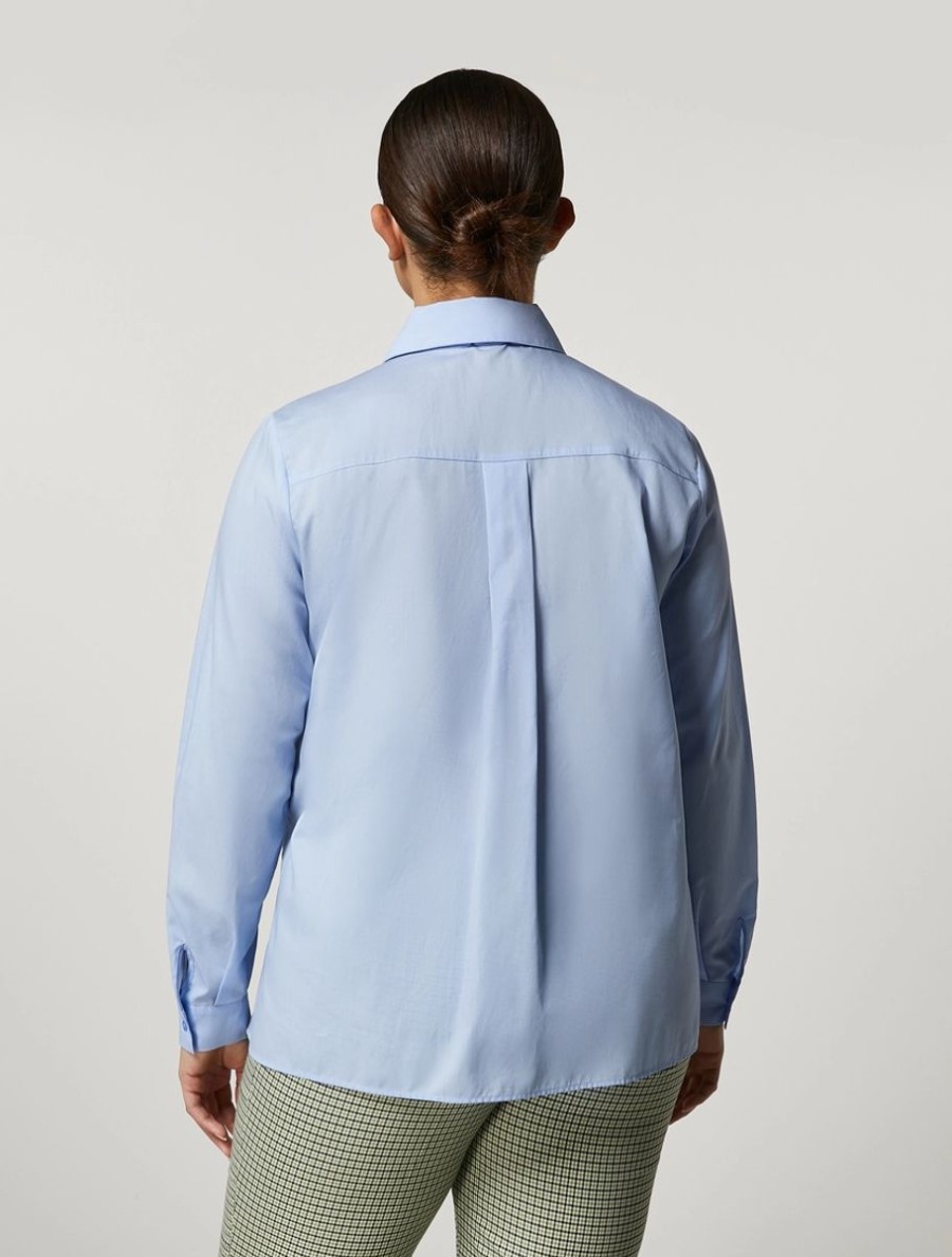 Cotton Poplin Shirt Ski Blue Hot