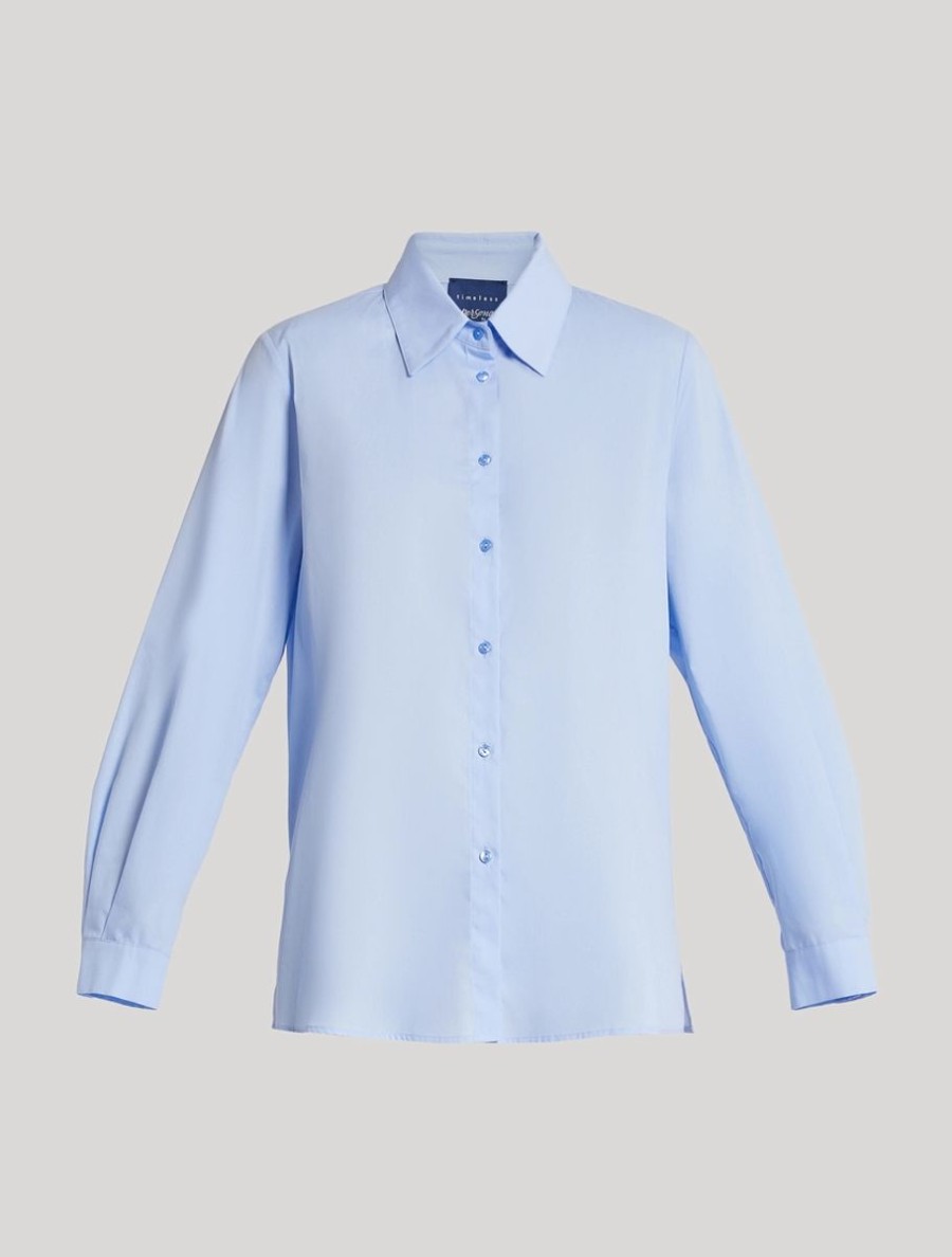 Cotton Poplin Shirt Ski Blue Hot