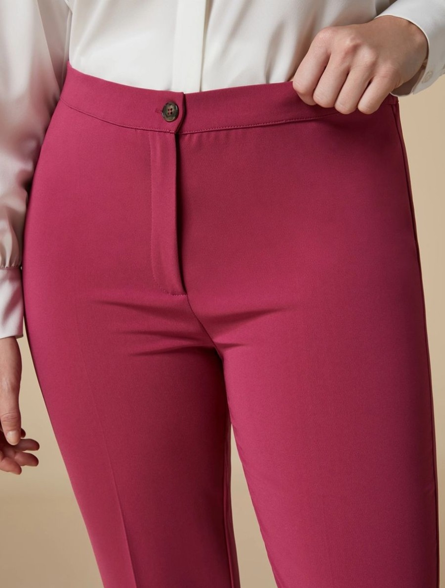 Slim-Fit Triacetate Trousers Fuchsia New