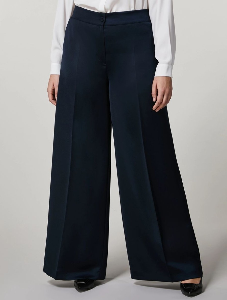 Crepe Envers Satin Trousers Dark Navy Clearance