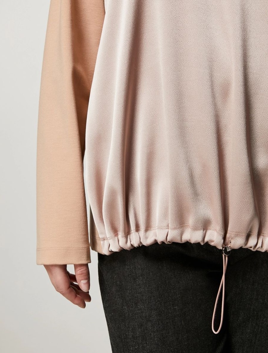 Milano-Knit Fabric And Satin Sweatshirt Pink Hot