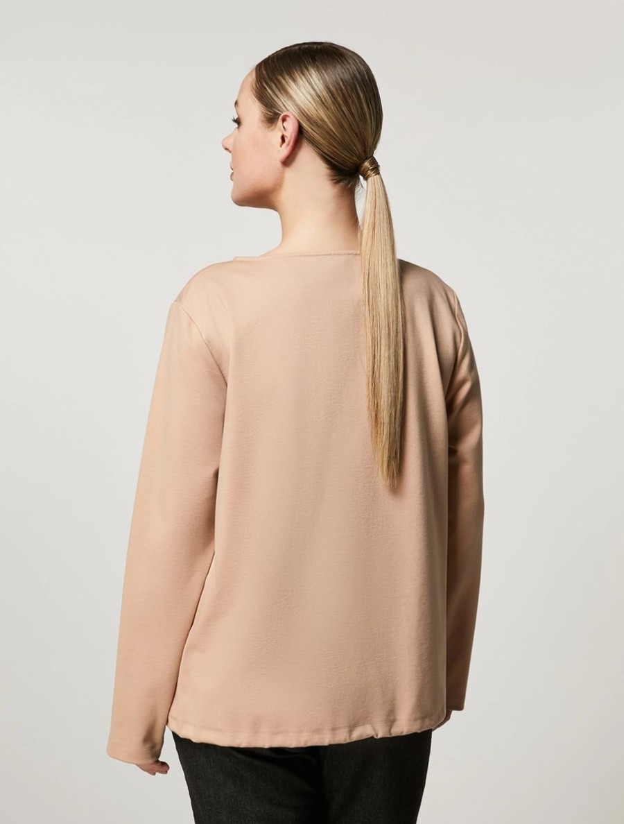 Milano-Knit Fabric And Satin Sweatshirt Pink Hot