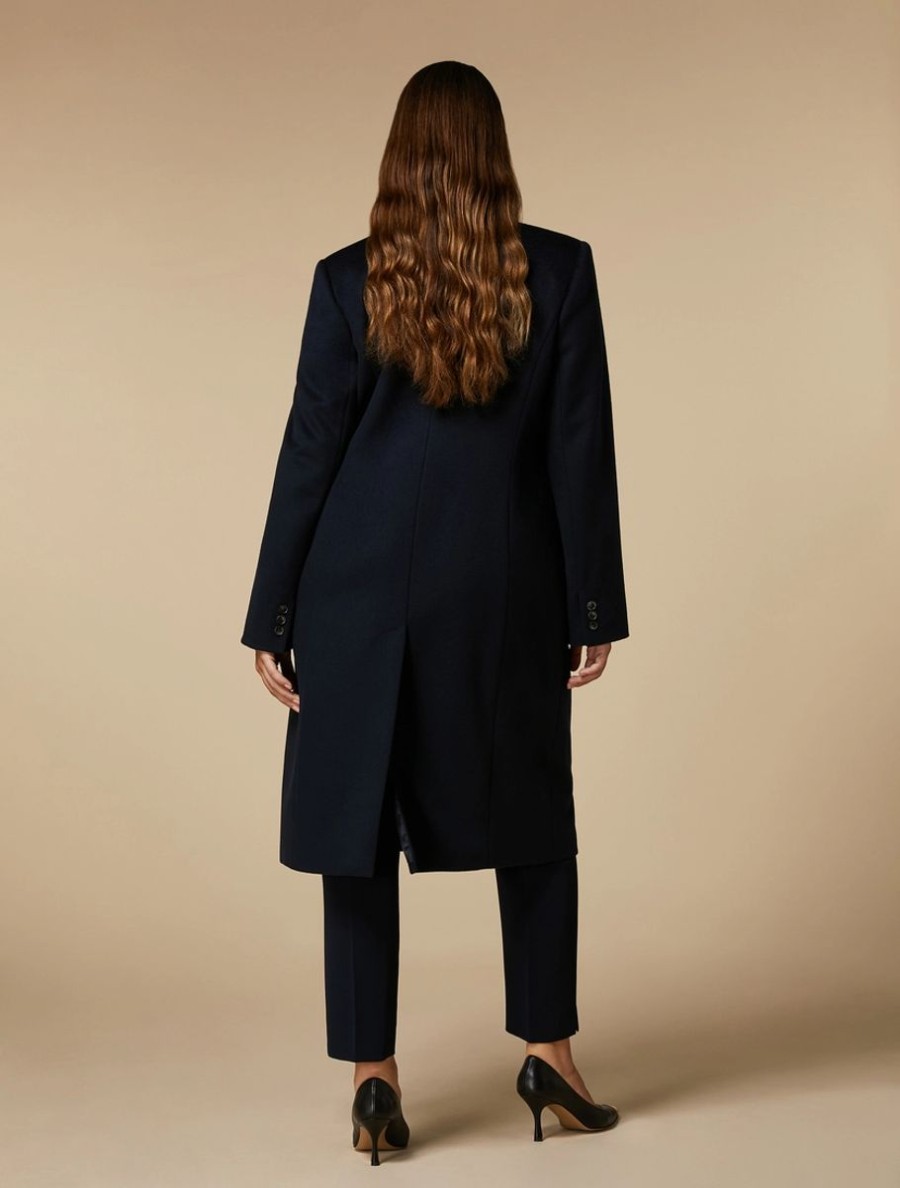 Coat In Pure Wool Drap Dark Navy New