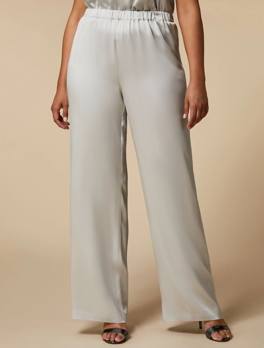 Envers Satin Trousers Pearl Grey New