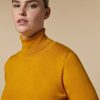 Viscose Yarn Polo-Neck Sweater Mustard Wholesale