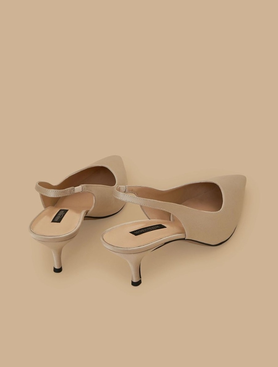 Satin Sling-Back Court Shoes Beige Best