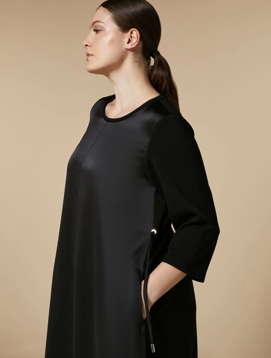 Technical Jersey And Satin Dress Black Online